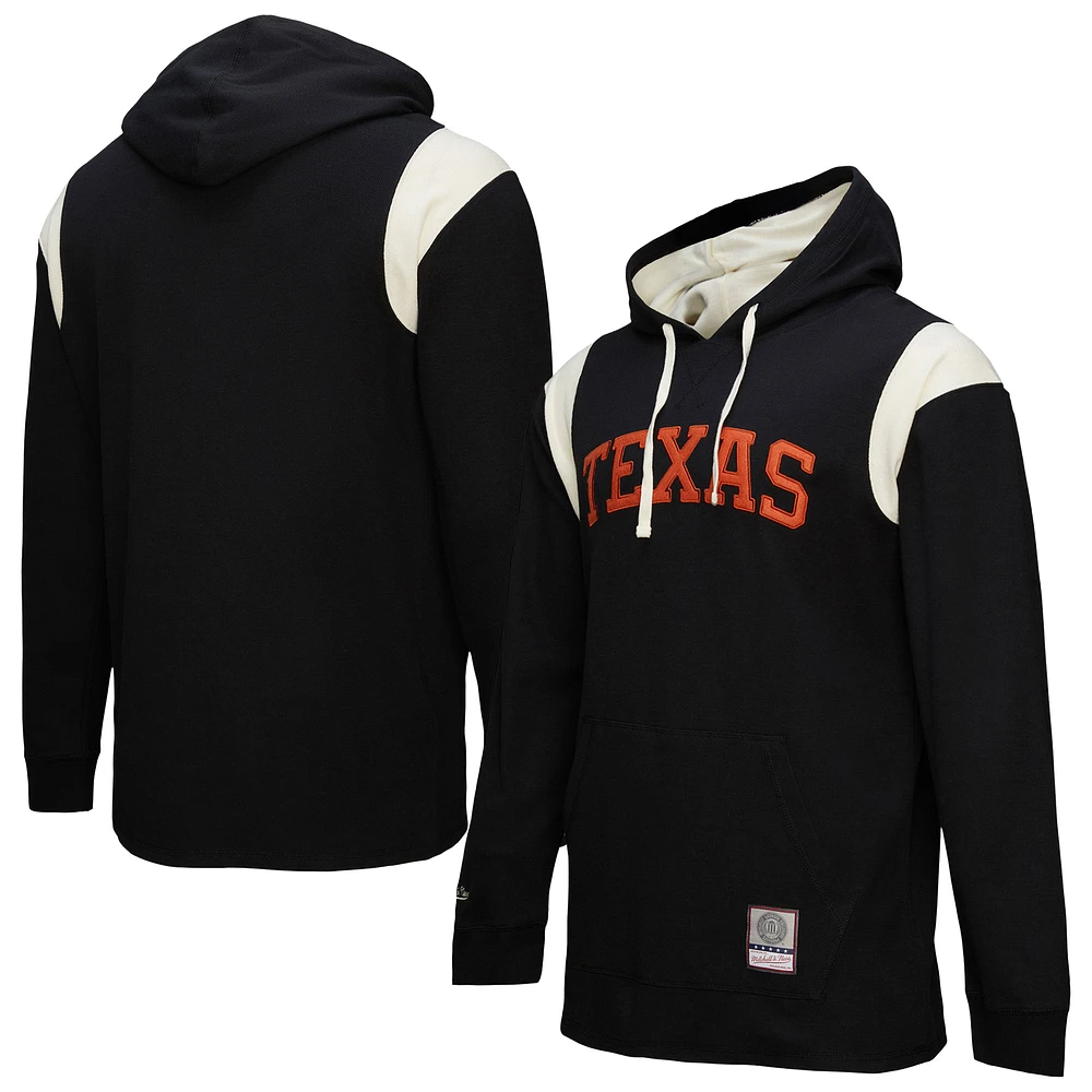 Men's Mitchell & Ness Black Texas Longhorns Thermal Lightweight Pullover Hoodie