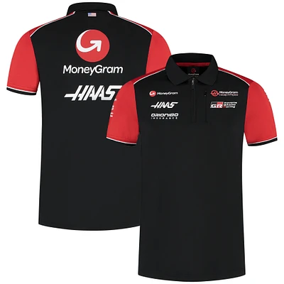 Men's Haas F1 Black Team Fitted Quarter-Zip Polo