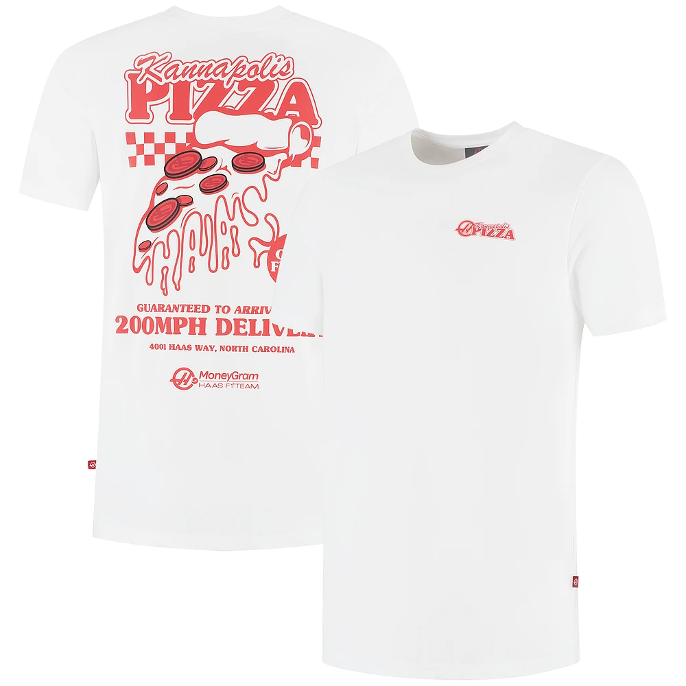 Men's White Haas F1 Team 2025 Fan Wear Pizza T-Shirt