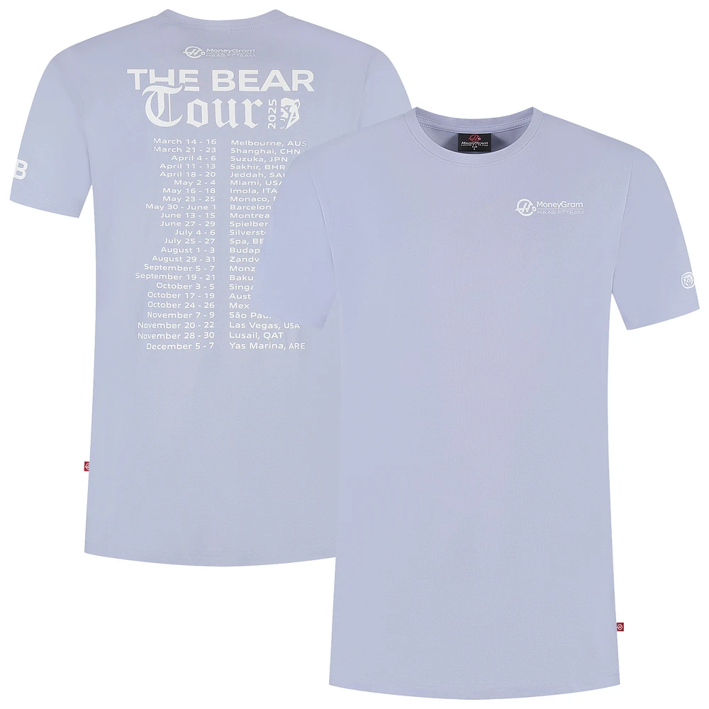 Men's Ollie Bearman Purple Haas F1 Team 2025 Driver The Bear Tour T-Shirt