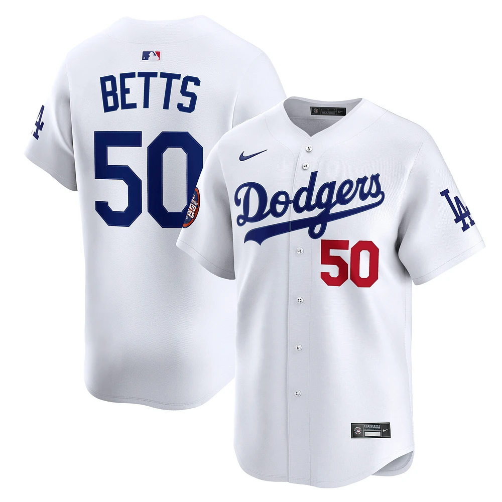 Men's Nike Mookie Betts White Los Angeles Dodgers 2025 MLB World Tour: Tokyo Series Home Limited Player Jersey