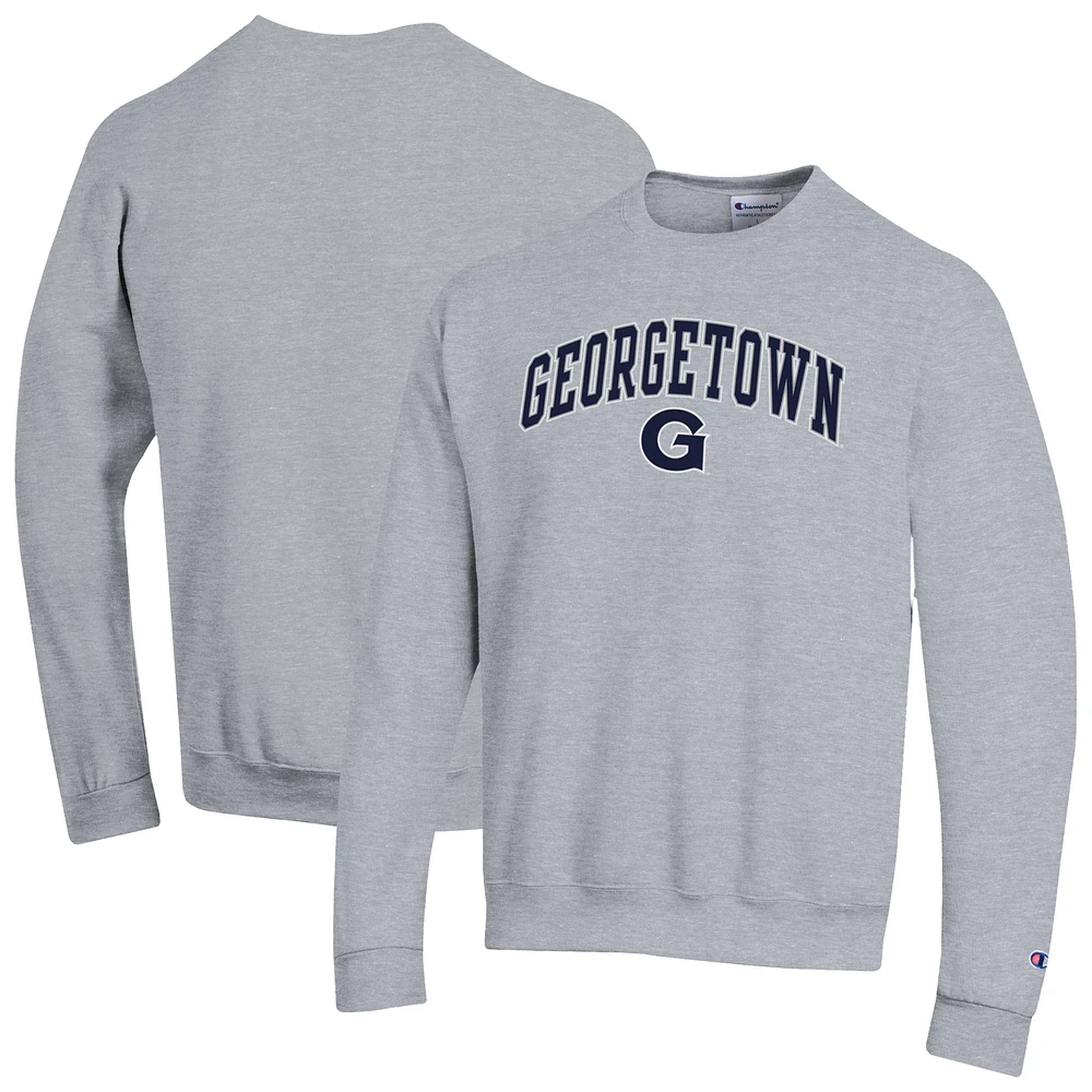 Men's Champion Heather Gray Georgetown Hoyas Arch Over Logo Pullover Sweatshirt