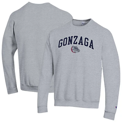 Men's Champion Heather Gray Gonzaga Bulldogs Arch Over Logo Pullover Sweatshirt