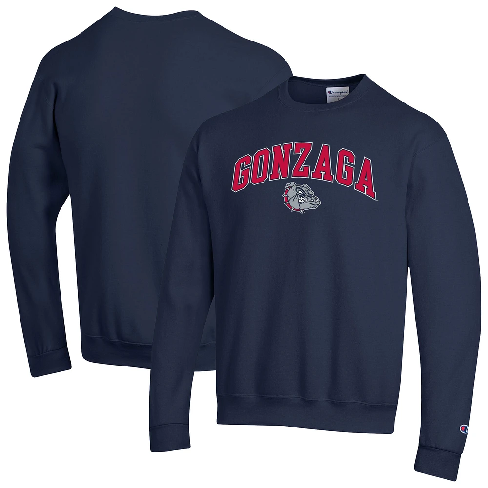 Men's Champion Navy Gonzaga Bulldogs Arch Over Logo Pullover Sweatshirt