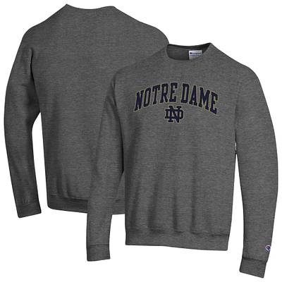 Men's Champion Heather Charcoal Notre Dame Fighting Irish Arch Over Logo Pullover Sweatshirt