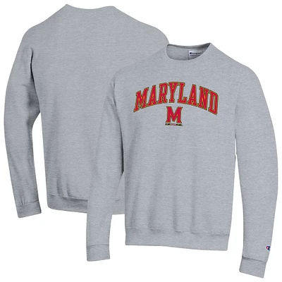 Men's Champion Heather Gray Maryland Terrapins Arch Over Logo Pullover Sweatshirt
