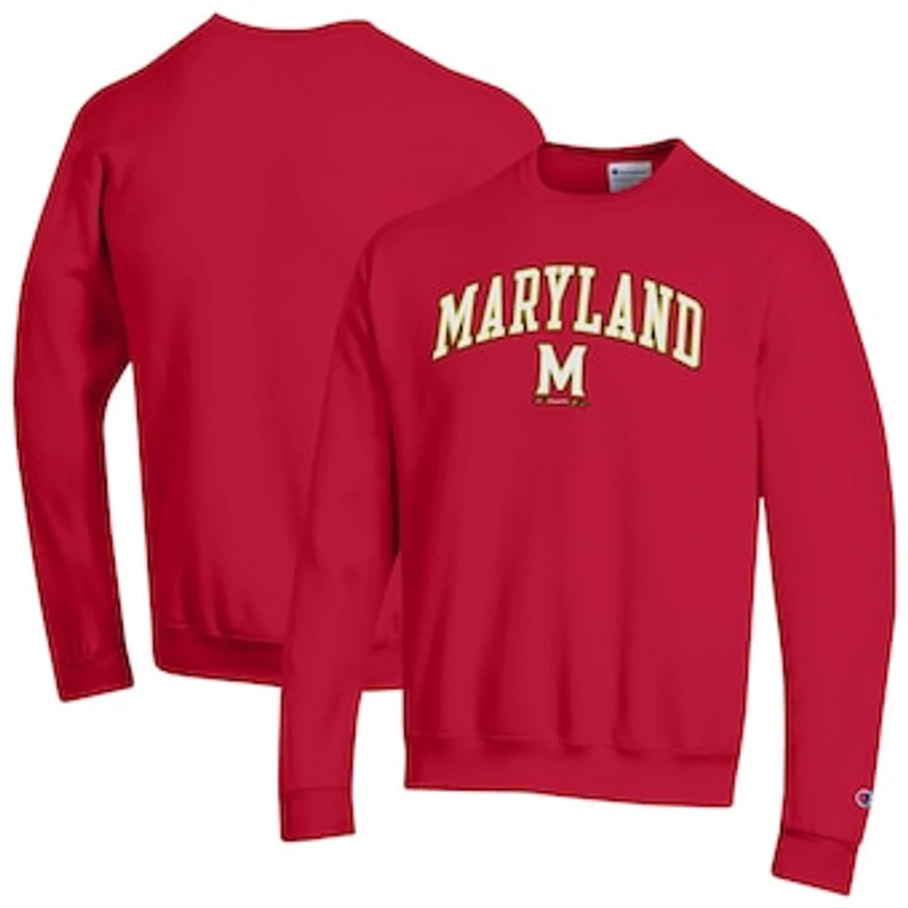 Men's Champion Red Maryland Terrapins Arch Over Logo Pullover Sweatshirt
