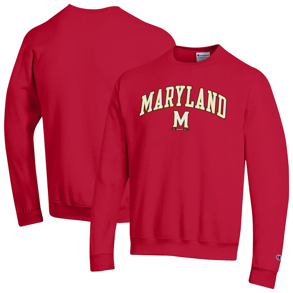 Men's Champion Red Maryland Terrapins Arch Over Logo Pullover Sweatshirt