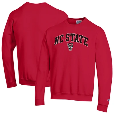 Men's Champion Red NC State Wolfpack Arch Over Logo Pullover Sweatshirt