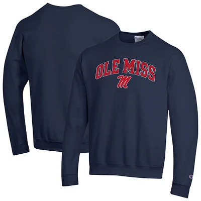 Men's Champion  Navy Ole Miss Rebels Arch Over Logo Pullover Sweatshirt