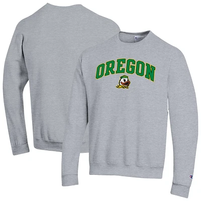Men's Champion Heather Gray Oregon Ducks Arch Over Logo Pullover Sweatshirt