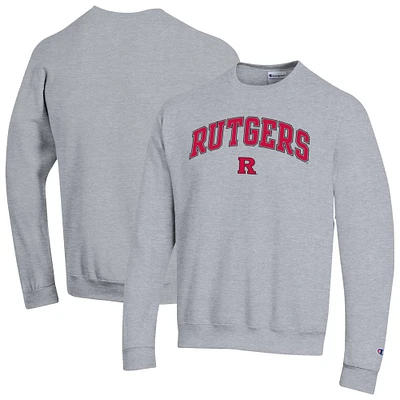 Men's Champion Heather Gray Rutgers Scarlet Knights Arch Over Logo Pullover Sweatshirt