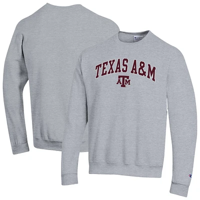 Men's Champion Heather Gray Texas A&M Aggies Arch Over Logo Pullover Sweatshirt
