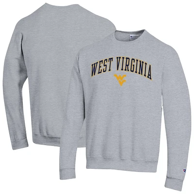Men's Champion Heather Gray West Virginia Mountaineers Arch Over Logo Pullover Sweatshirt