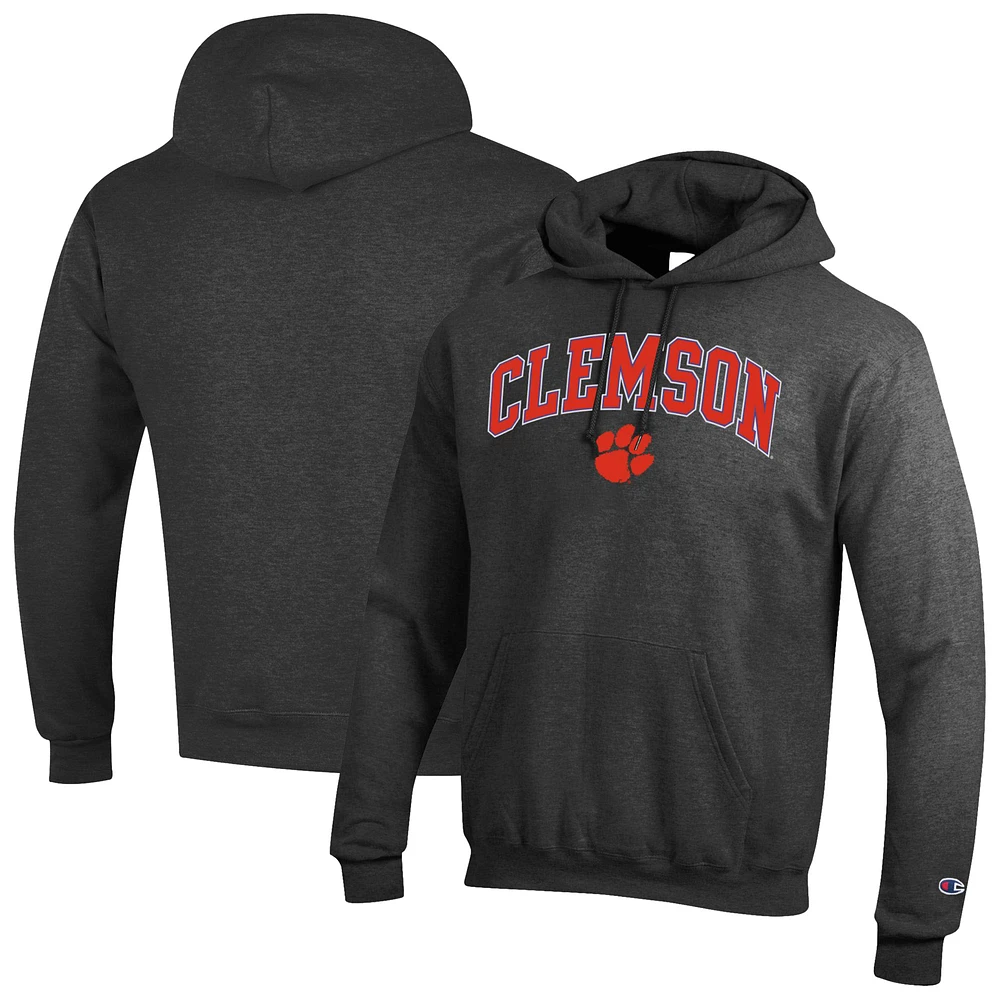 Men's Champion Charcoal Clemson Tigers Arch Over Logo Pullover Hoodie