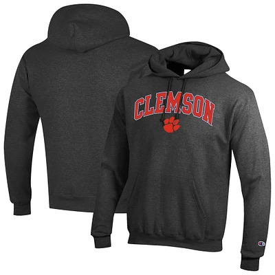 Men's Champion  Charcoal Clemson Tigers Arch Over Logo Pullover Hoodie