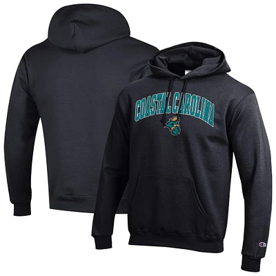 Men's Champion Black Coastal Carolina Chanticleers Arch Over Logo Pullover Hoodie