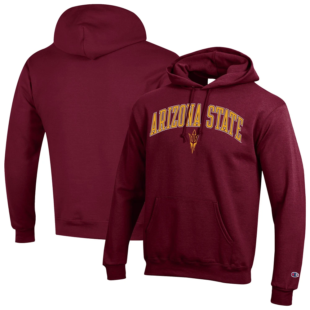 Men's Champion Maroon Arizona State Sun Devils Arched Logo Fleece Pullover Hoodie