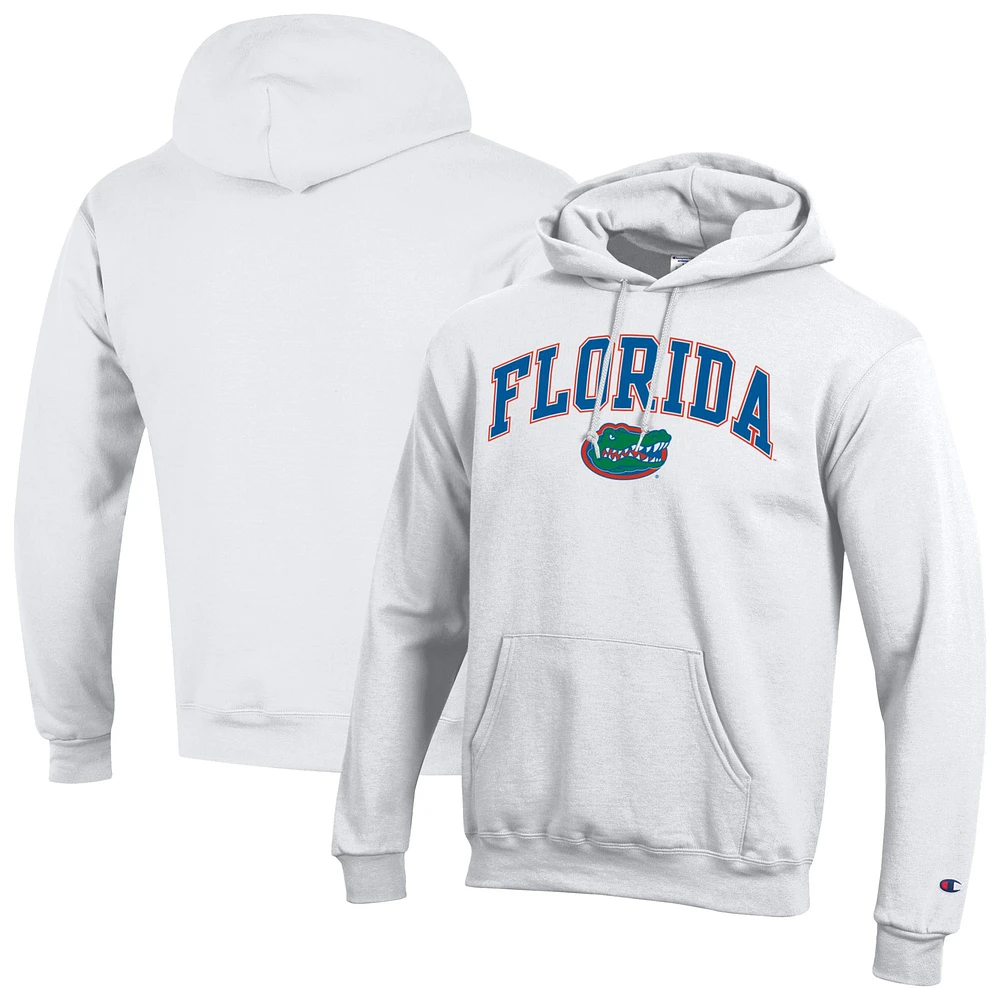 Men's Champion White Florida Gators Arched Logo Fleece Pullover Hoodie