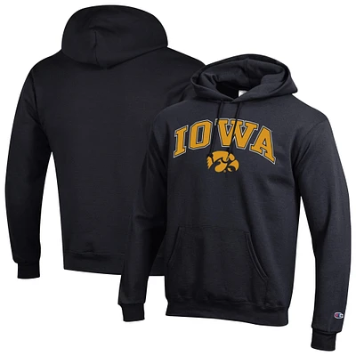 Men's Champion Black Iowa Hawkeyes Arch Over Logo Pullover Hoodie