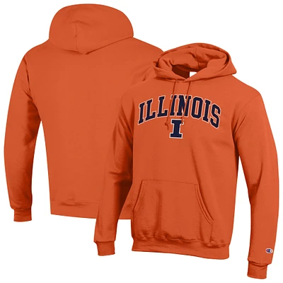 Men's Champion Orange Illinois Fighting Illini Arched Logo Fleece Pullover Hoodie