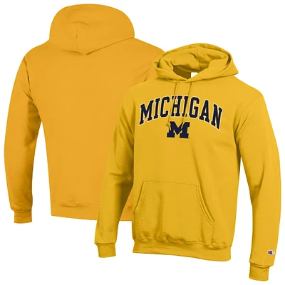 Men's Champion Maize Michigan Wolverines Arch Over Logo Pullover Hoodie