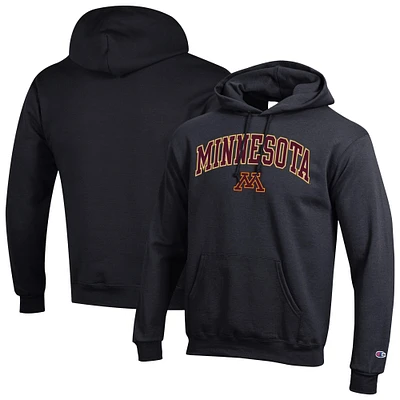 Men's Champion Black Minnesota Golden Gophers Arched Logo Fleece Pullover Hoodie