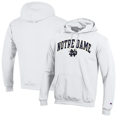 Men's Champion White Notre Dame Fighting Irish Arch Over Logo Pullover Hoodie