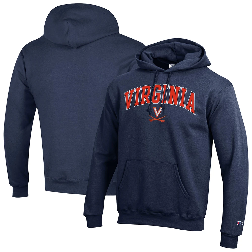 Men's Champion Navy Virginia Cavaliers Arched Logo Fleece Pullover Hoodie