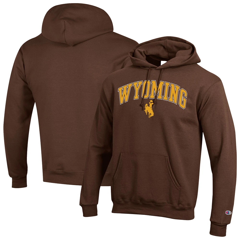 Men's Champion Brown Wyoming Cowboys Arch Over Logo Pullover Hoodie