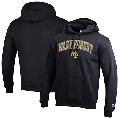 Men's Champion Black Wake Forest Demon Deacons Arched Logo Fleece Pullover Hoodie