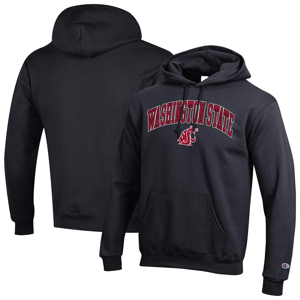 Men's Champion Black Washington State Cougars Arched Logo Fleece Pullover Hoodie