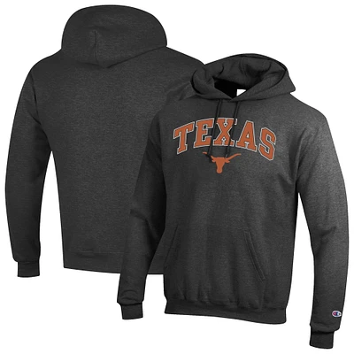 Men's Champion Charcoal Texas Longhorns Arch Over Logo Pullover Hoodie