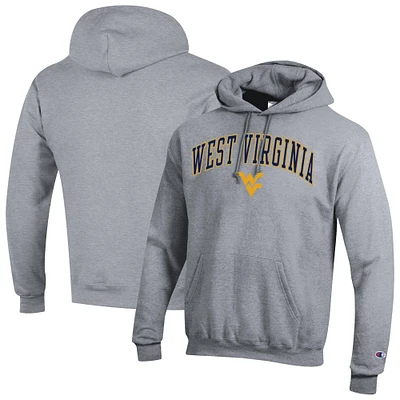 Men's Champion Heather Gray West Virginia Mountaineers Arch Over Logo Pullover Hoodie