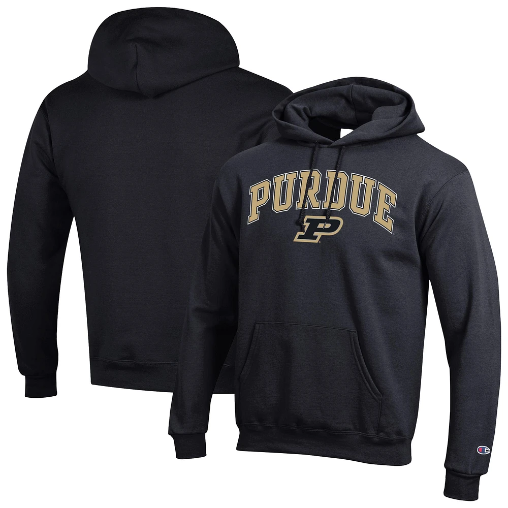 Men's Champion Black Purdue Boilermakers Arched Logo Fleece Pullover Hoodie