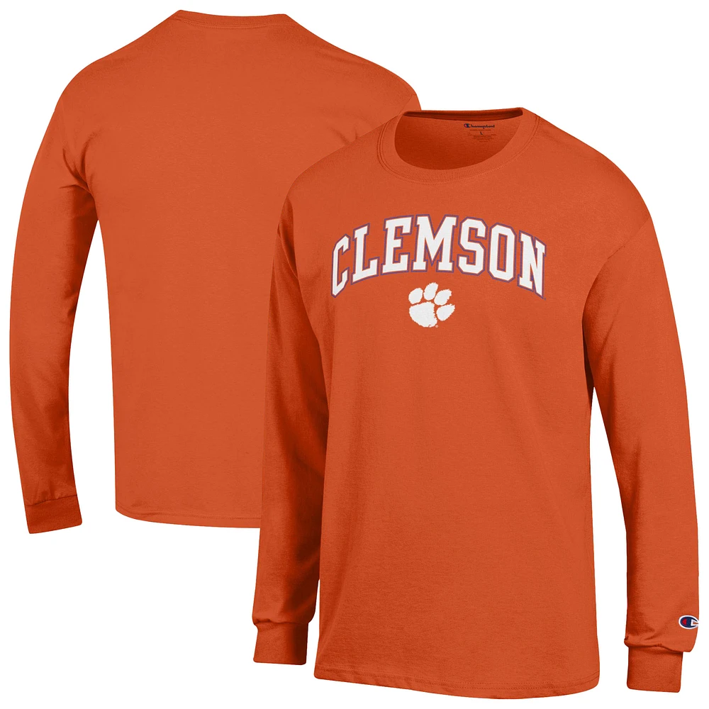 Men's Champion Orange Clemson Tigers Arch Over Logo Long Sleeve T-Shirt