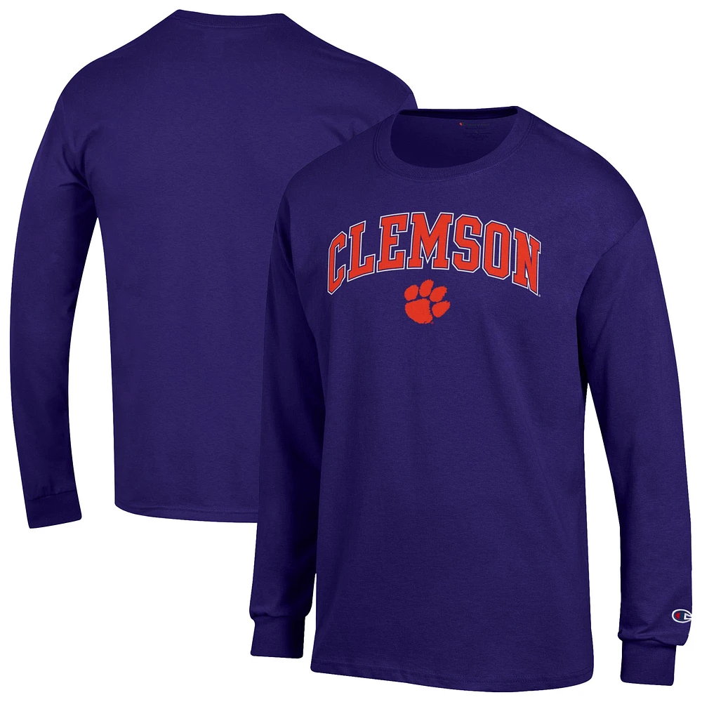 Men's Champion Clemson Tigers Arch Over Logo Long Sleeve T-Shirt