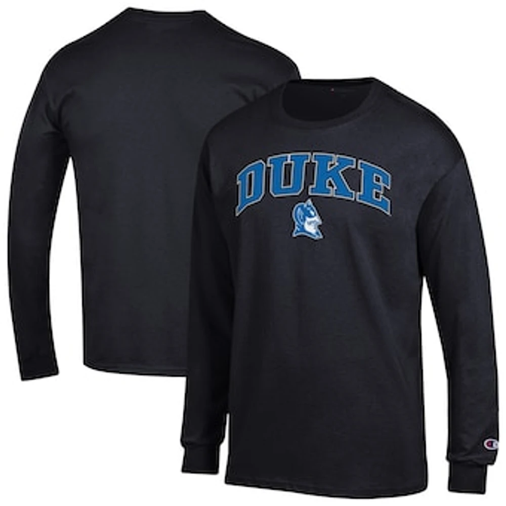 Men's Champion Black Duke Blue Devils Arch Over Logo Long Sleeve T-Shirt