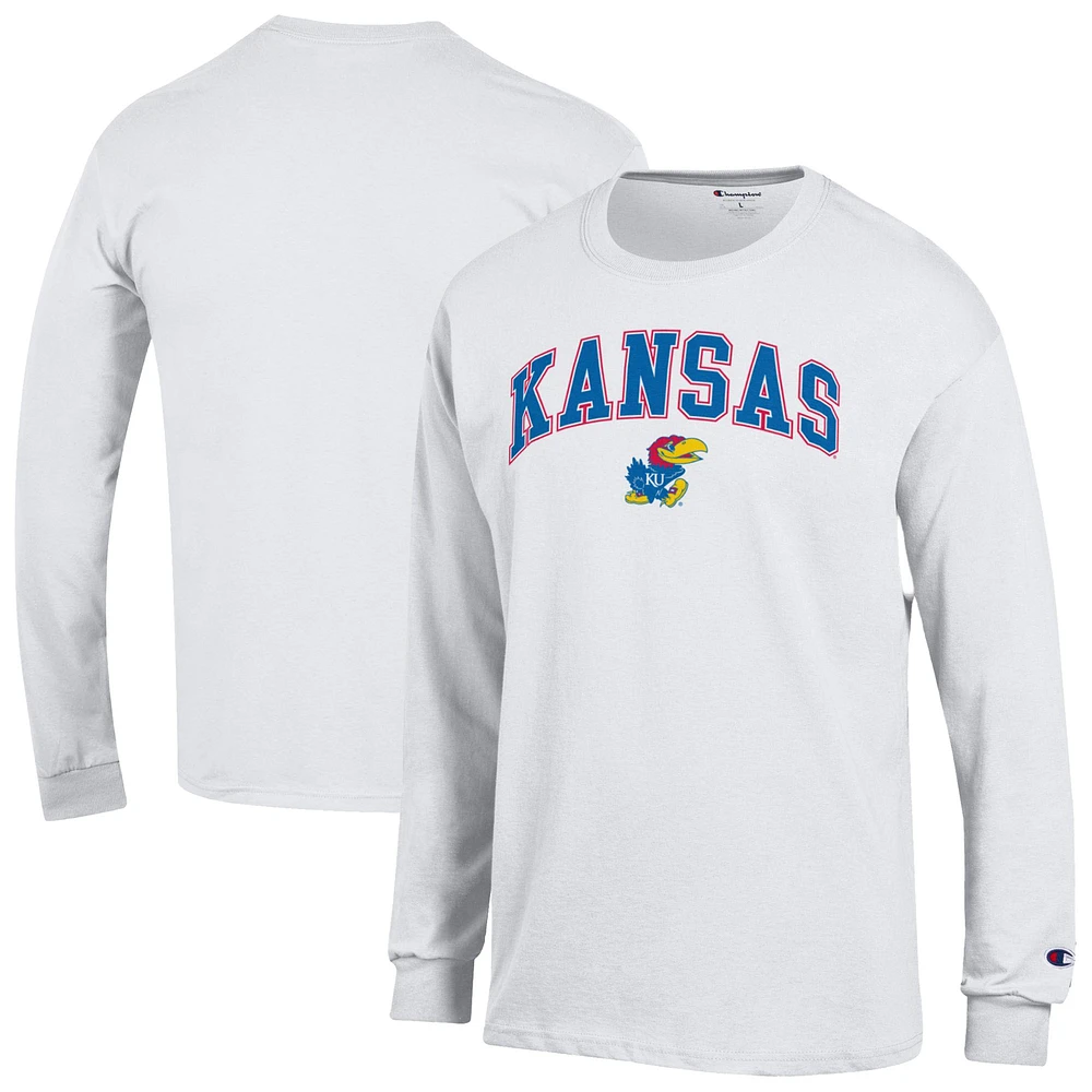 Men's Champion Kansas Jayhawks Arch Over Logo Long Sleeve T-Shirt