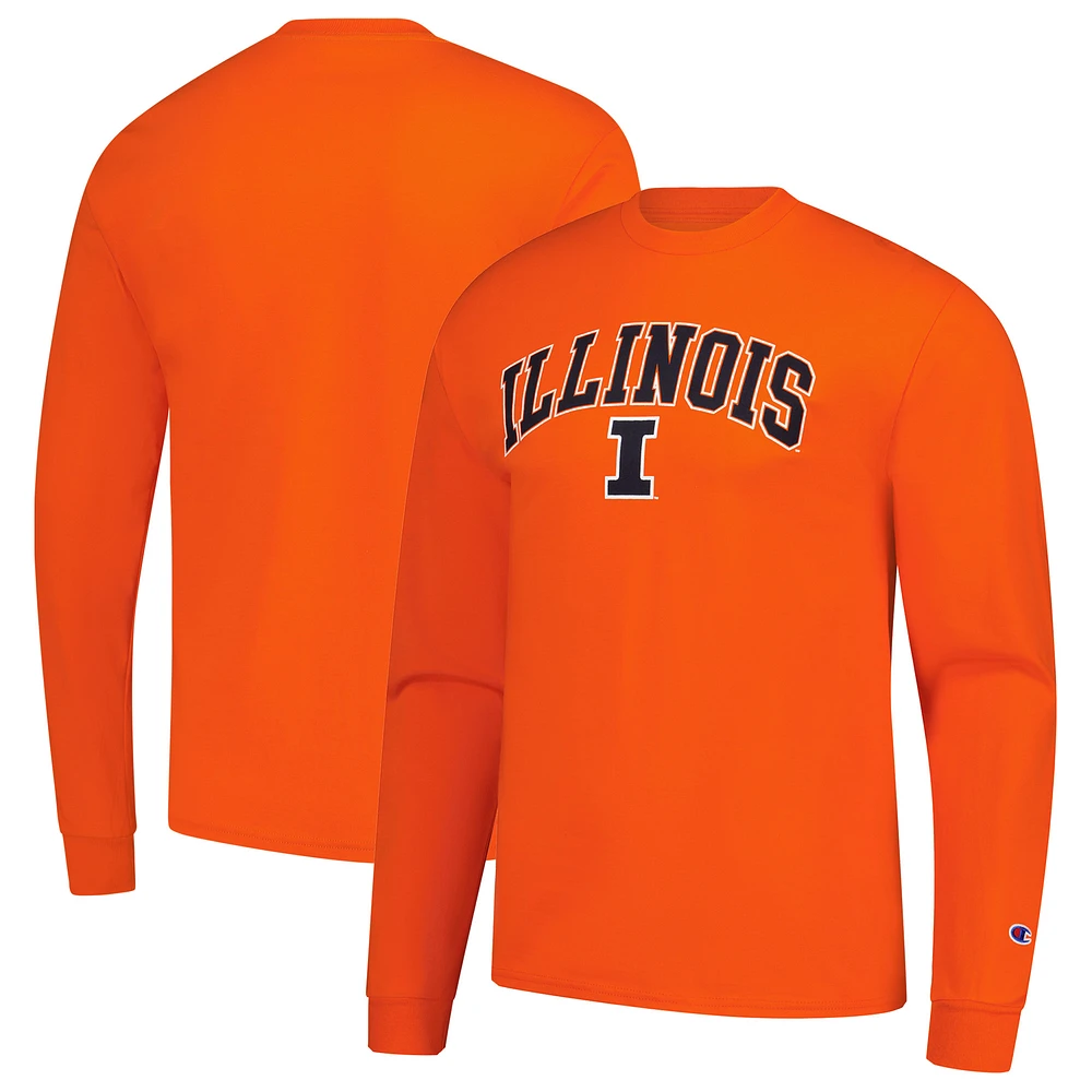 Men's Champion Orange Illinois Fighting Illini Arch Over Logo Long Sleeve T-Shirt
