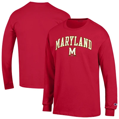 Men's Champion Red Maryland Terrapins Arch Over Logo Long Sleeve T-Shirt