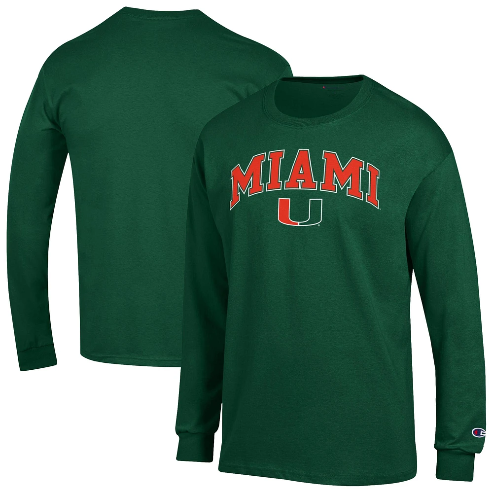 Men's Champion Miami Hurricanes Arch Over Logo Long Sleeve T-Shirt
