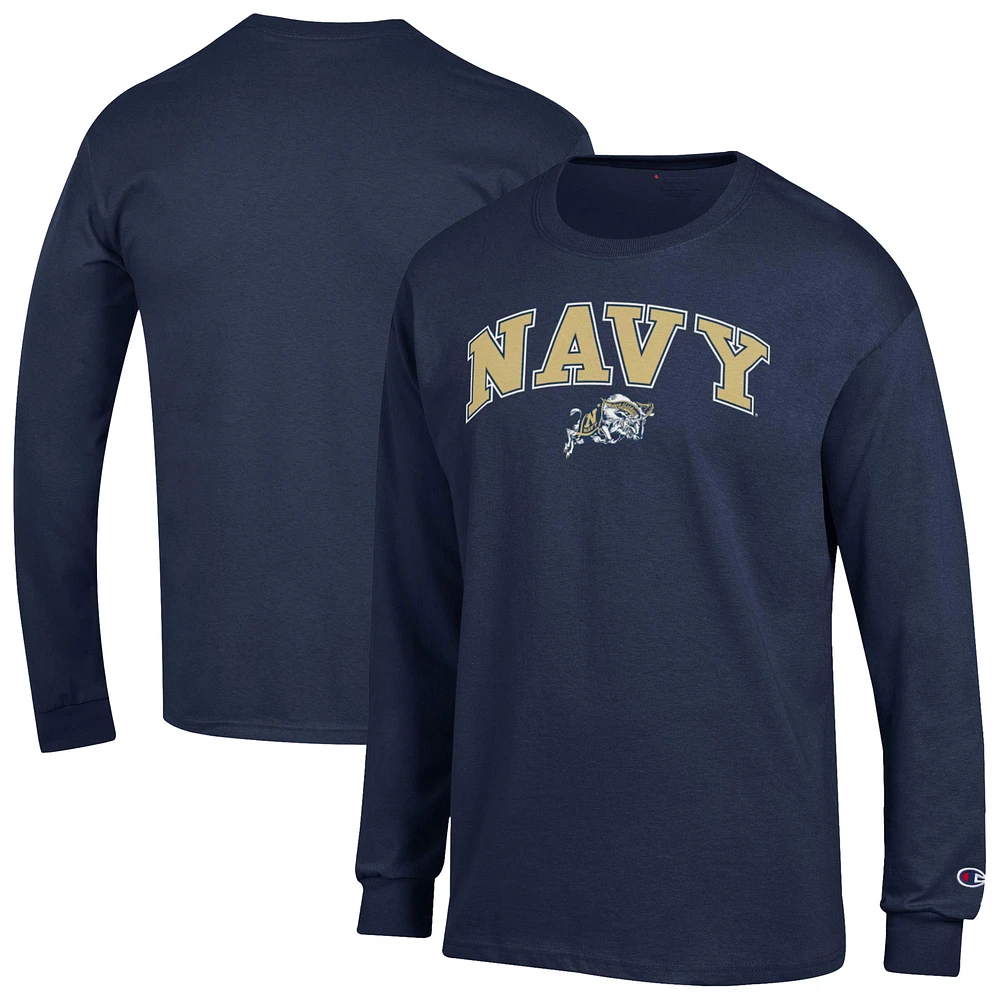 Men's Champion Navy Midshipmen Arch Over Logo Long Sleeve T-Shirt