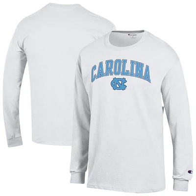 Men's Champion White North Carolina Tar Heels Arch Over Logo Long Sleeve T-Shirt