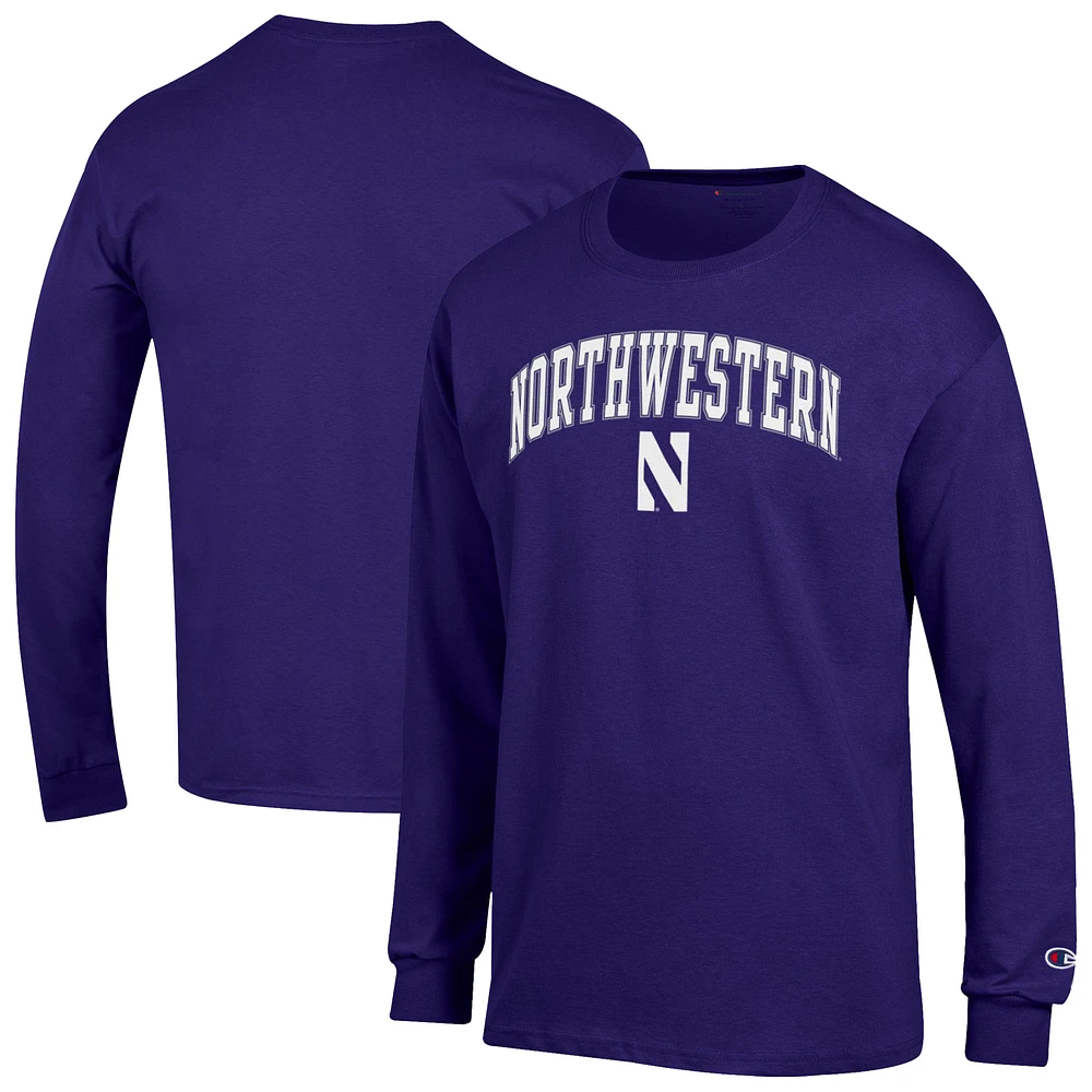 Men's Champion Northwestern Wildcats Arch Over Logo Long Sleeve T-Shirt