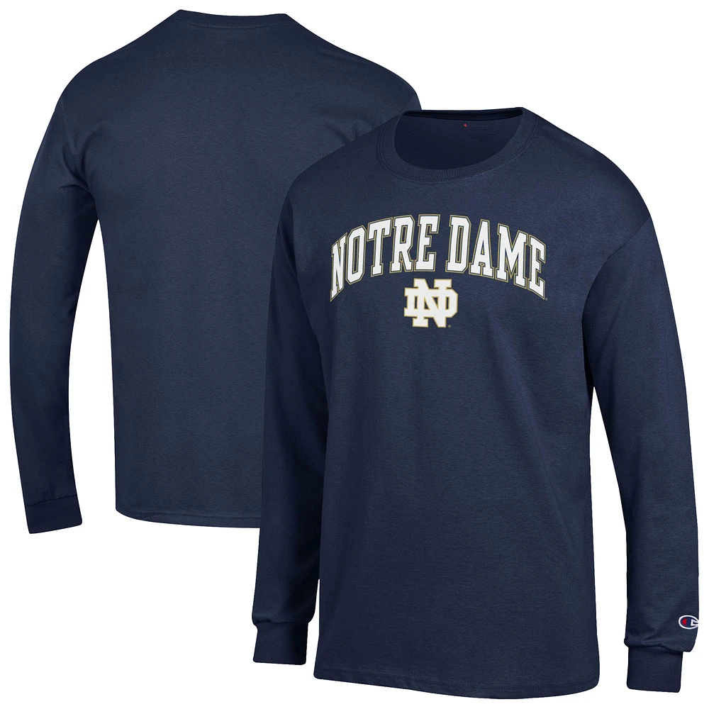 Men's Champion Navy Notre Dame Fighting Irish Arch Over Logo Long Sleeve T-Shirt