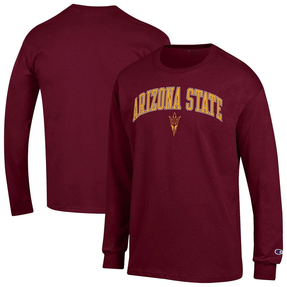 Men's Champion Maroon Arizona State Sun Devils Arch Over Logo Long Sleeve T-Shirt