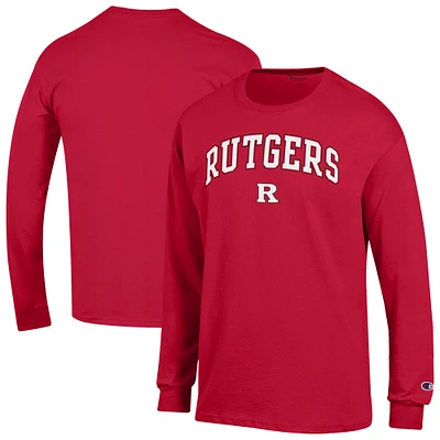 Men's Champion Scarlet Rutgers Knights Arch Over Logo Long Sleeve T-Shirt