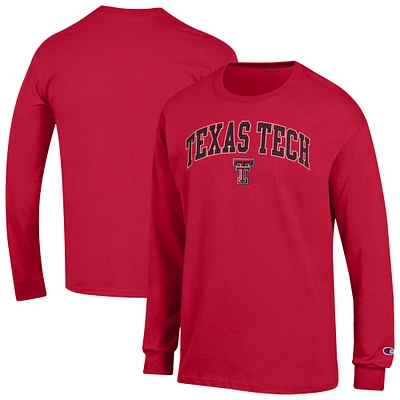Men's Champion Red Texas Tech Raiders Arch Over Logo Long Sleeve T-Shirt