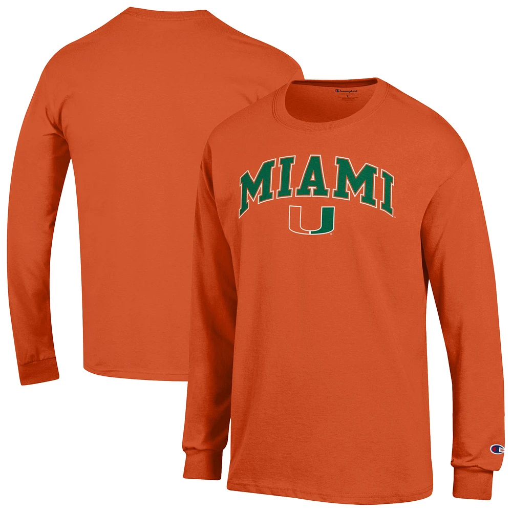 Men's Champion Miami Hurricanes Arch Over Logo Long Sleeve T-Shirt